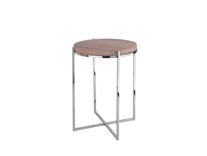 Fink Tabletttisch BRIXTON Beistelltisch - H.41cm x D.35cm - lasiert/silber - Edelstahl (Dekotisch - kleiner Tisch, Dekotisch - kleiner Tisch), Moderner Sofatisch: Vielseitiger Ablagetisch von Fink