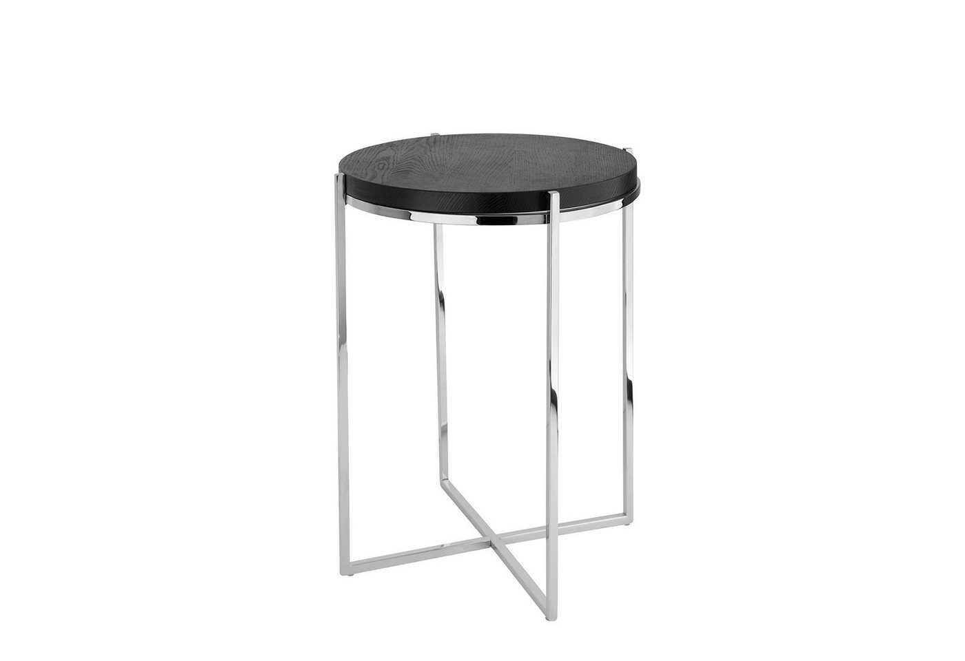 Fink Tabletttisch BRIXTON Beistelltisch - H.41cm x D.35cm - schwarz/silber - Edelstahl (Dekotisch - kleiner Tisch, Dekotisch - kleiner Tisch), Moderner Sofatisch: Vielseitiger Ablagetisch, max. 20 kg belastbar von Fink