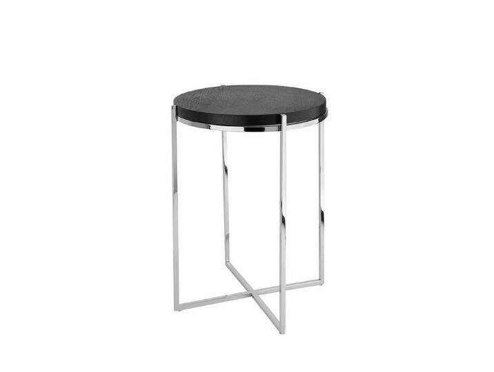Fink Tabletttisch BRIXTON Beistelltisch - H.41cm x D.35cm - schwarz/silber - Edelstahl (Dekotisch - kleiner Tisch, Dekotisch - kleiner Tisch), Moderner Sofatisch: Vielseitiger Ablagetisch von Fink