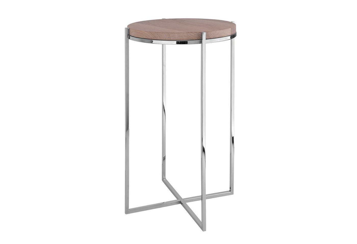 Fink Tabletttisch BRIXTON Beistelltisch - H.52cm x D.35cm - lasiert/silber- Eiche (Dekotisch - kleiner Tisch, Dekotisch - kleiner Tisch), Moderner Sofatisch: Vielseitiger Ablagetisch, max. 20 kg belastbar von Fink