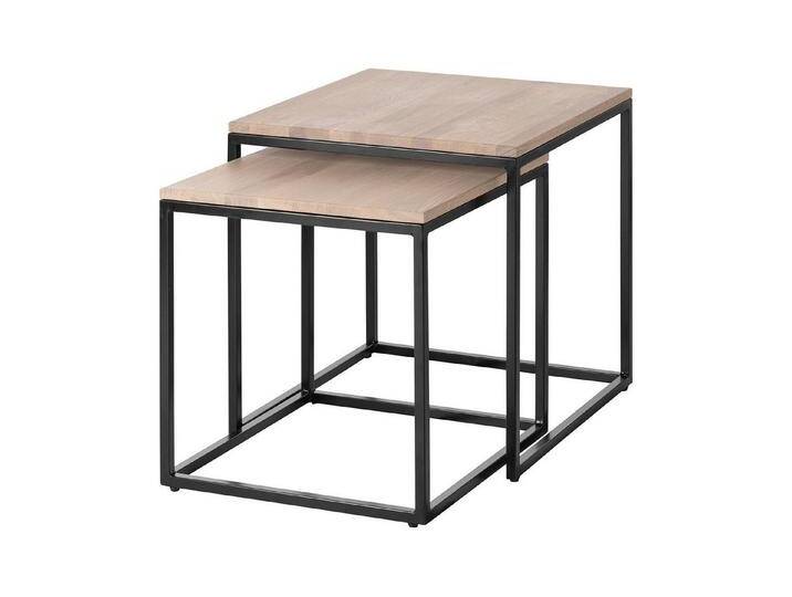 Fink Tabletttisch NOVO Beistelltisch 2er Set - H.45cm x B.45cm - schwarz - Eiche /Stahl (Dekotisch - kleiner Tisch, Dekotisch - kleiner Tisch) von Fink