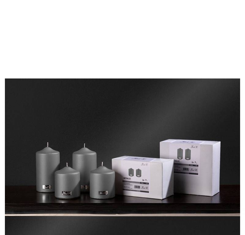 Fink Tafelkerze Fink Kerzen-Set CANDLE DH 8x15 cm grau von Fink