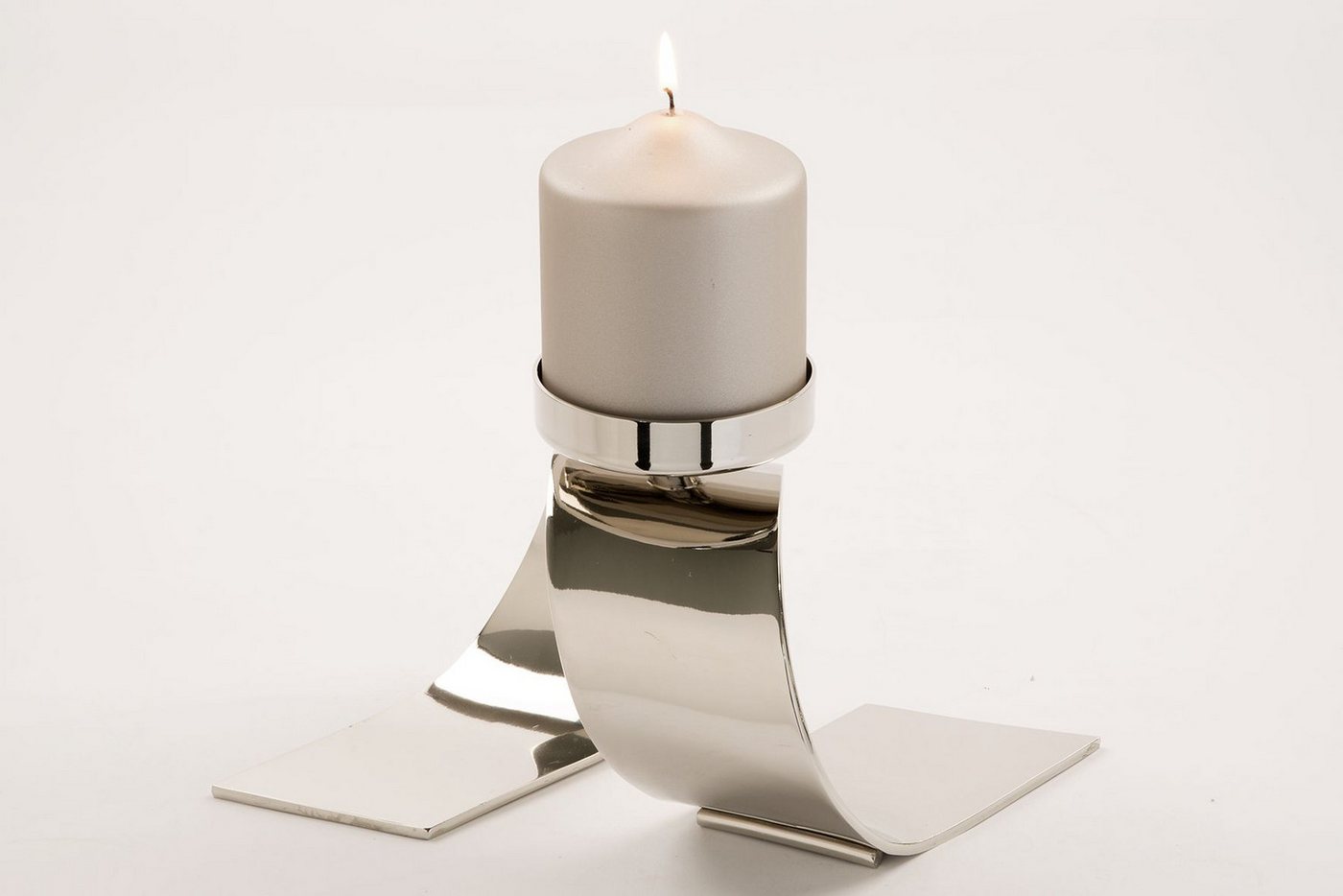 Fink Tafelkerze Fink Kerzenhalter TWISTER LBH 23x10x14 cm silber von Fink