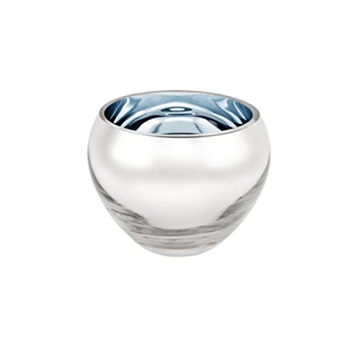 Fink - Teelichthalter, Windlicht - Glas - Farbe: hellblau/Silber - (ØxH) 12 x 9 cm von Fink