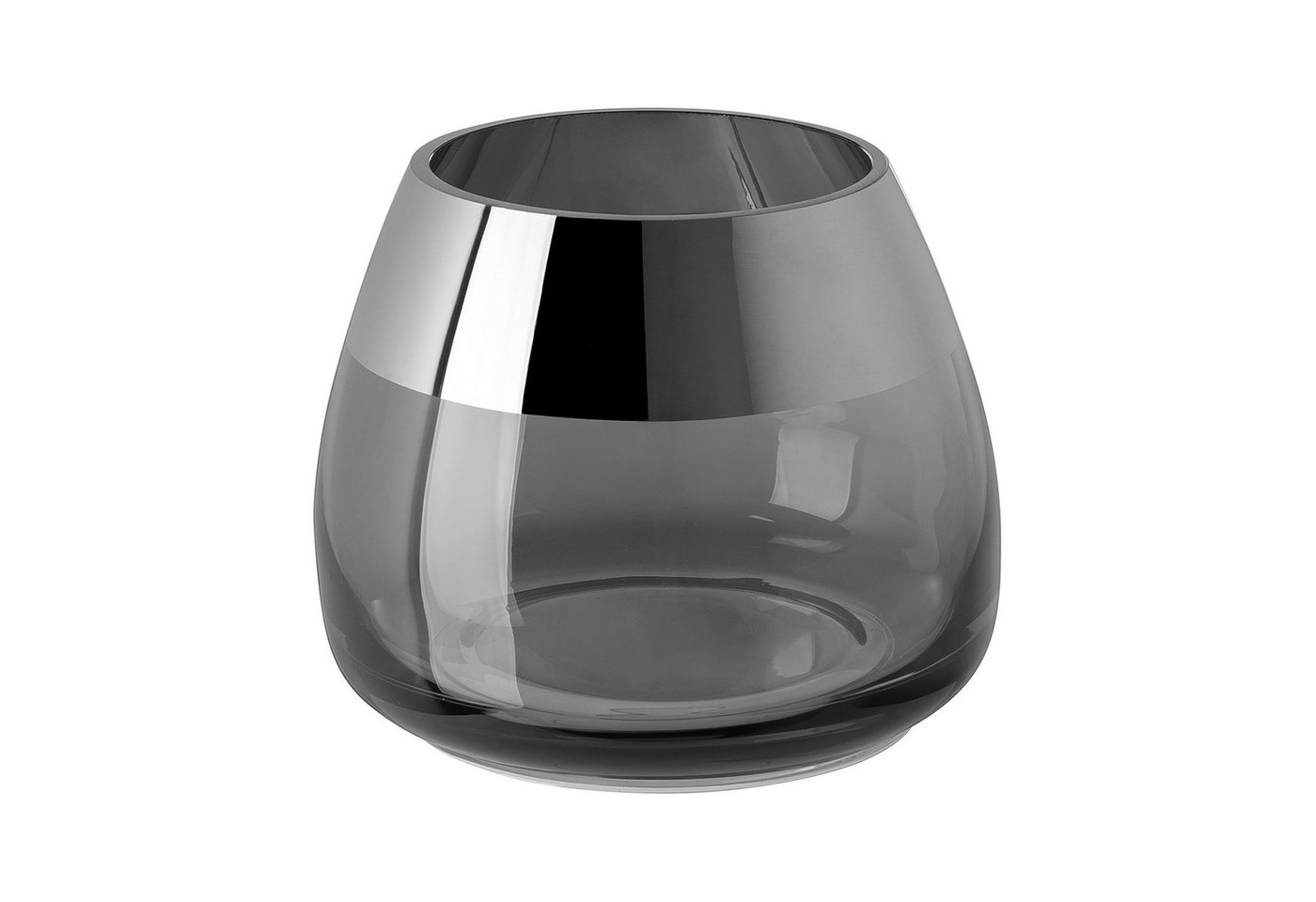 Fink Teelichthalter BELLA - Teelicht in grau - Windlicht aus Glas - Kerzenhalter H.8,5cm (Windlicht, 1 Stück), Kerzen Halter rund - Tischdeko - Leuchter - Teelichter silberfarben von Fink