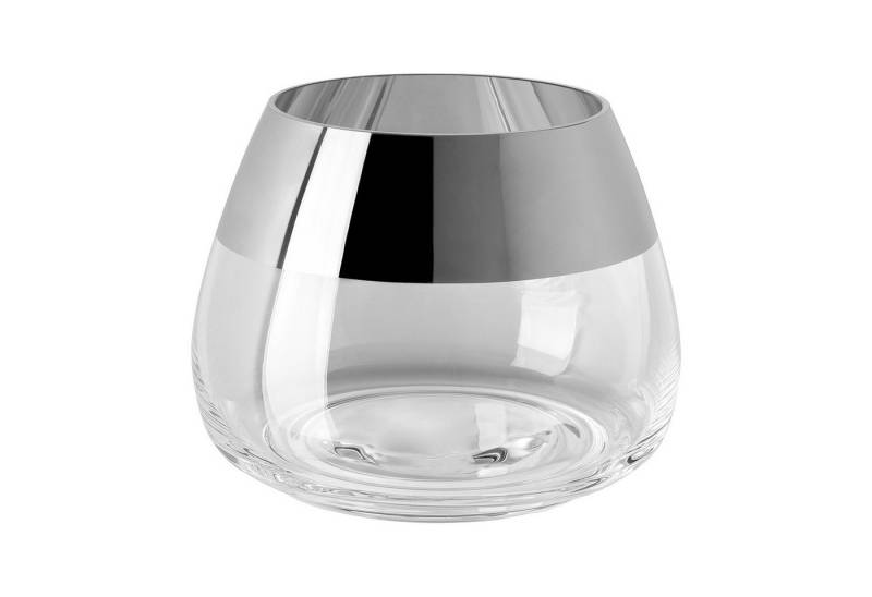 Fink Teelichthalter BELLA Teelichthalter - H.11,6cm x D.15cm - Glas - silber/transparent (1xTeelichthalter, 1 St., Leuchte - Geschenk für Frauen), Glas Windlicht Teelicht Kerzenhalter - Eleganter Kerzenleuchter von Fink