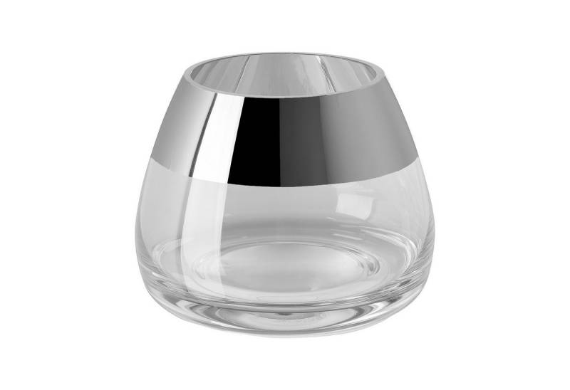 Fink Teelichthalter BELLA Teelichthalter - H.8,5cm x D.11cm - Glas - silber/transparent (1xTeelichthalter, 1 St., Leuchte - Geschenk für Frauen), Glas Windlicht Teelicht Kerzenhalter - Eleganter Kerzenleuchter von Fink