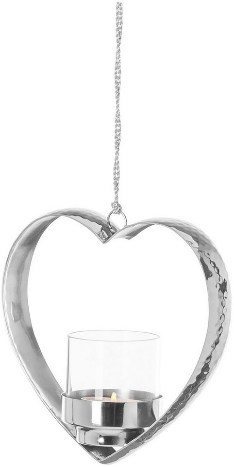 Fink Teelichthalter DOREA (1 St), Herzform inkl. Glas, zum Aufhängen, Edelstahl von Fink