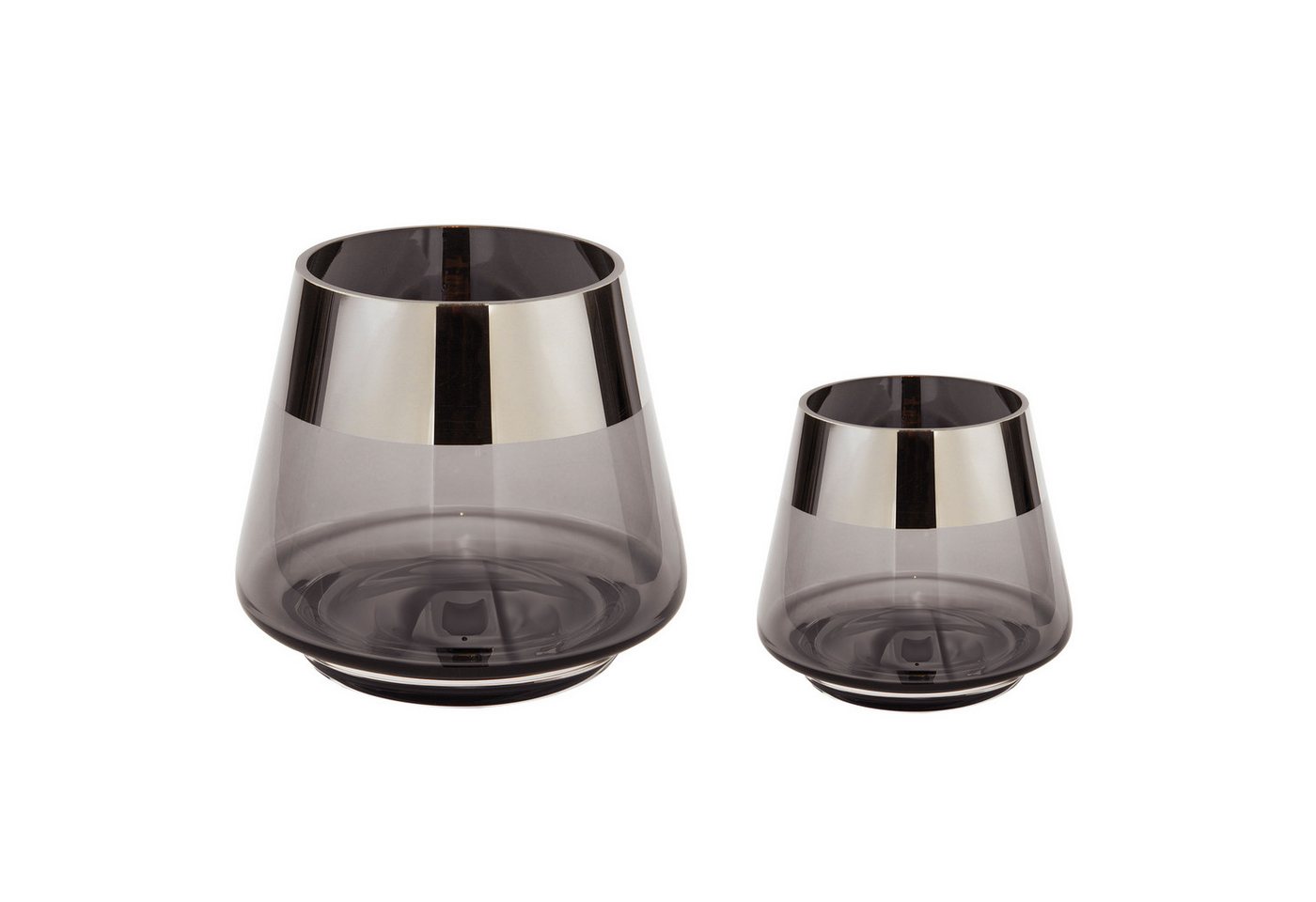 Fink Teelichthalter JONA - 2er Set Teelichthalter aus Glas in Grau/Silber - Windlichter (2er Set Teelichthalter, 2er Set), Kerzenhalter - Teelicht - Kerzenlicht - Geschenkeset - Dekoration von Fink