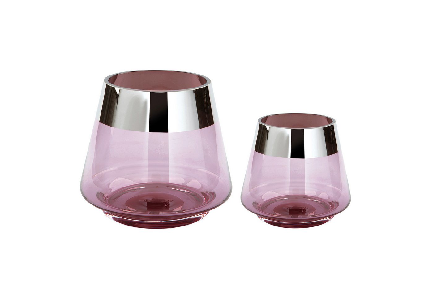 Fink Teelichthalter JONA - 2er Set Teelichthalter aus Glas in Rosa/Silber - Windlichter (2er Set Teelichthalter, 2er Set), Teelicht - Kerzenlicht - Geschenkeset - Dekoration - Kerzenhalter von Fink