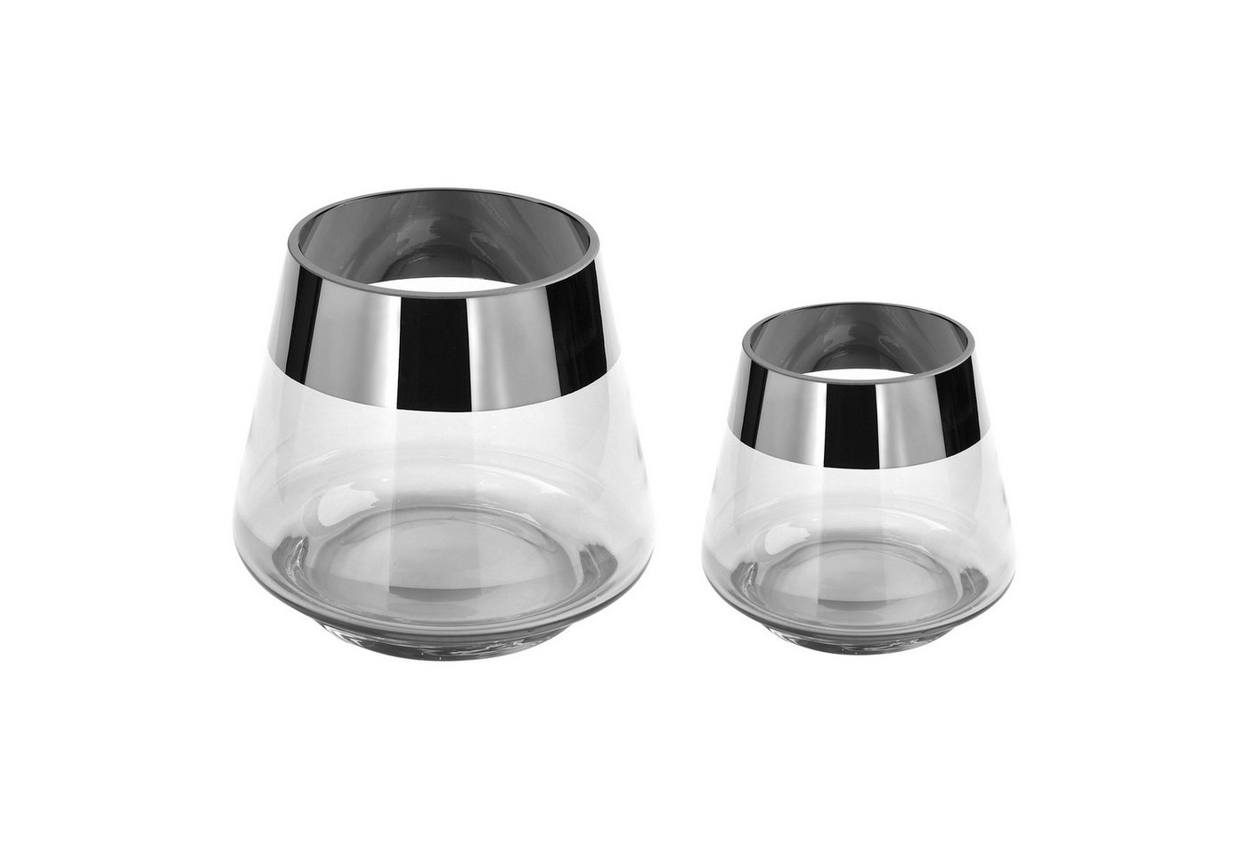 Fink Teelichthalter JONA - 2er Set Teelichthalter aus Glas in Transparent/Silber Windlicht (2er Set Teelichthalter, 2er Set), Teelicht - Kerzenlicht - Geschenkeset - Dekoration - Kerzenhalter von Fink
