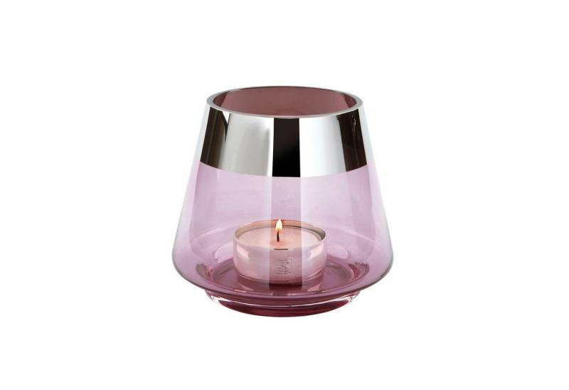 Fink Teelichthalter JONA Teelichthalter - H.13cm - Gla/Silberfolie - rosa/silber (1xTeelichthalter, 1 St., Leuchte - Geschenk für Frauen), Windlicht Teelicht Kerzenhalter - Eleganter Kerzenleuchter für Zuhause von Fink