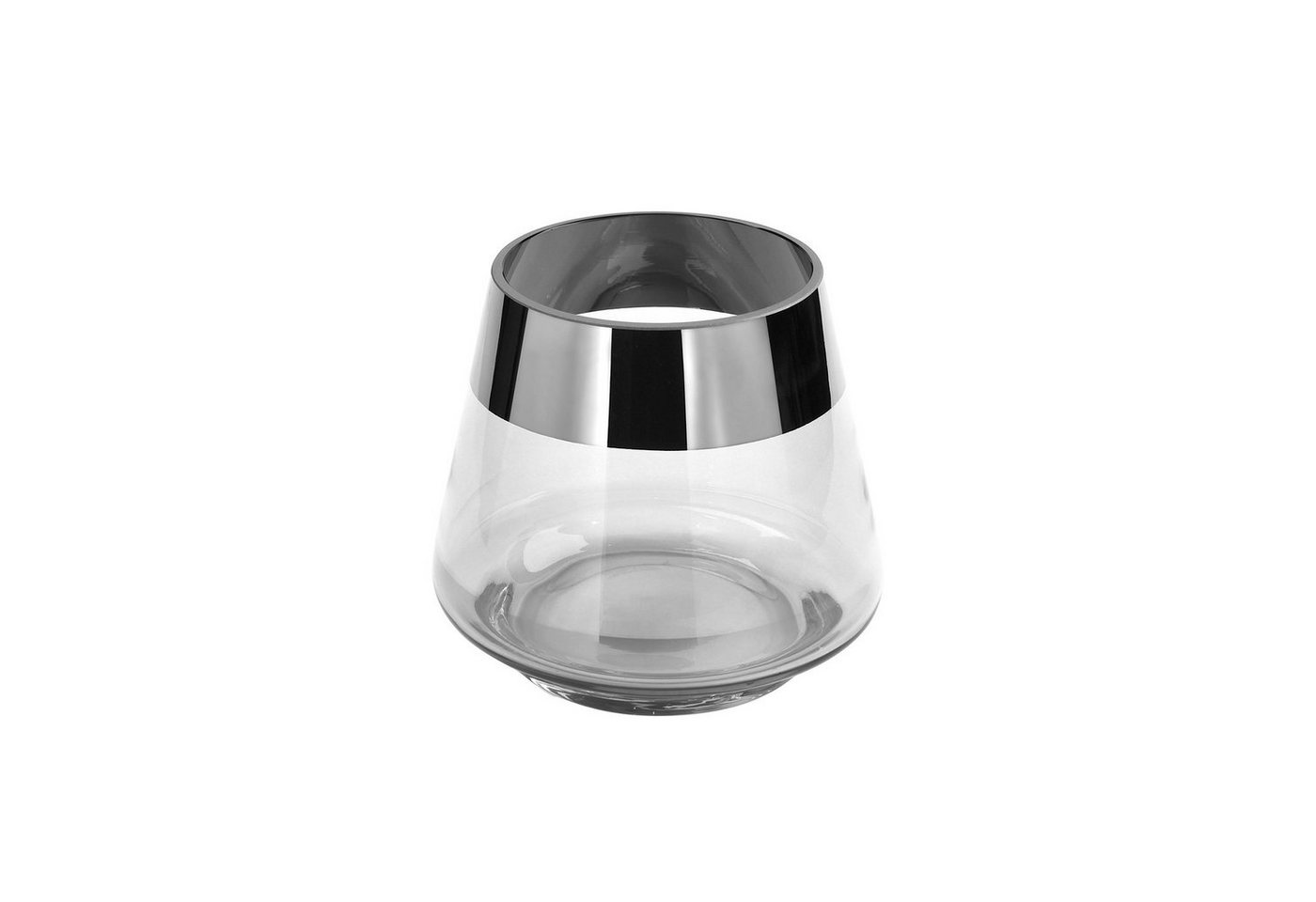 Fink Teelichthalter JONA Teelichthalter - H.13cm - Glas/ Silberfolie - transparent (1xTeelichthalter, 1 St., Leuchte - Geschenk für Frauen), Windlicht Teelicht Kerzenhalter - Eleganter Kerzenleuchter für Zuhause von Fink