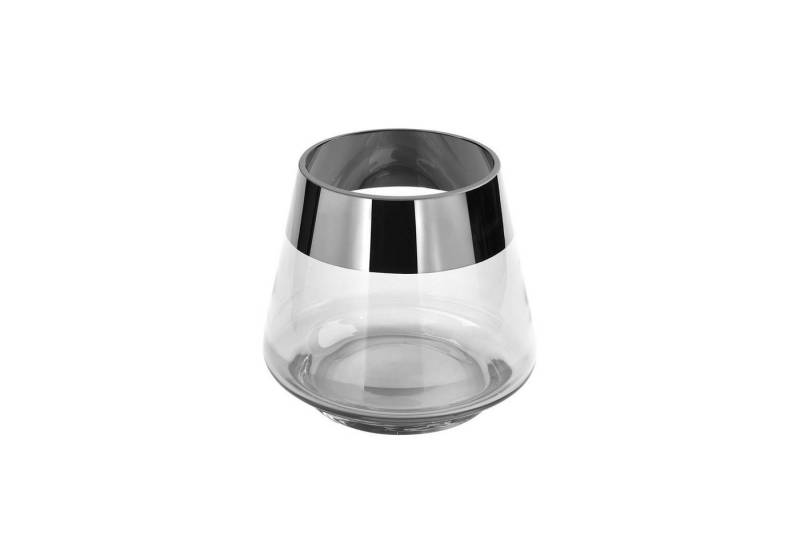 Fink Teelichthalter JONA Teelichthalter - H.13cm - Glas/ Silberfolie - transparent (1xTeelichthalter, 1 St., Leuchte - Geschenk für Frauen), Windlicht Teelicht Kerzenhalter - Eleganter Kerzenleuchter für Zuhause von Fink