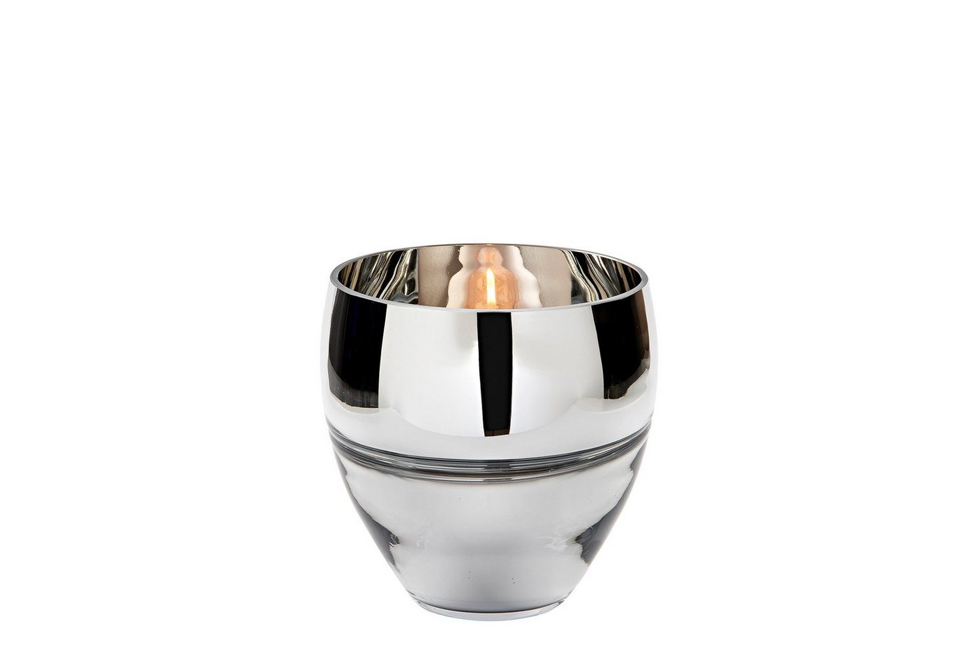 Fink Teelichthalter RILA Teelichthalter-Vase - H.18cm x Ø18cm - silber - Glas - Blumenvase (1 St., Blumengefäß - Blumenbehälter), Teelichthalter Vase: Vielseitiger Leuchter & Blumenvase in Einem von Fink