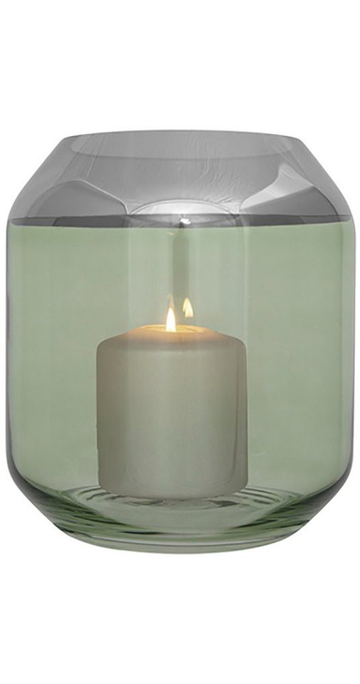 Fink Teelichthalter SMILLA (1 St), Windlicht, mundgeblasen, mit silberfabenem Rand von Fink