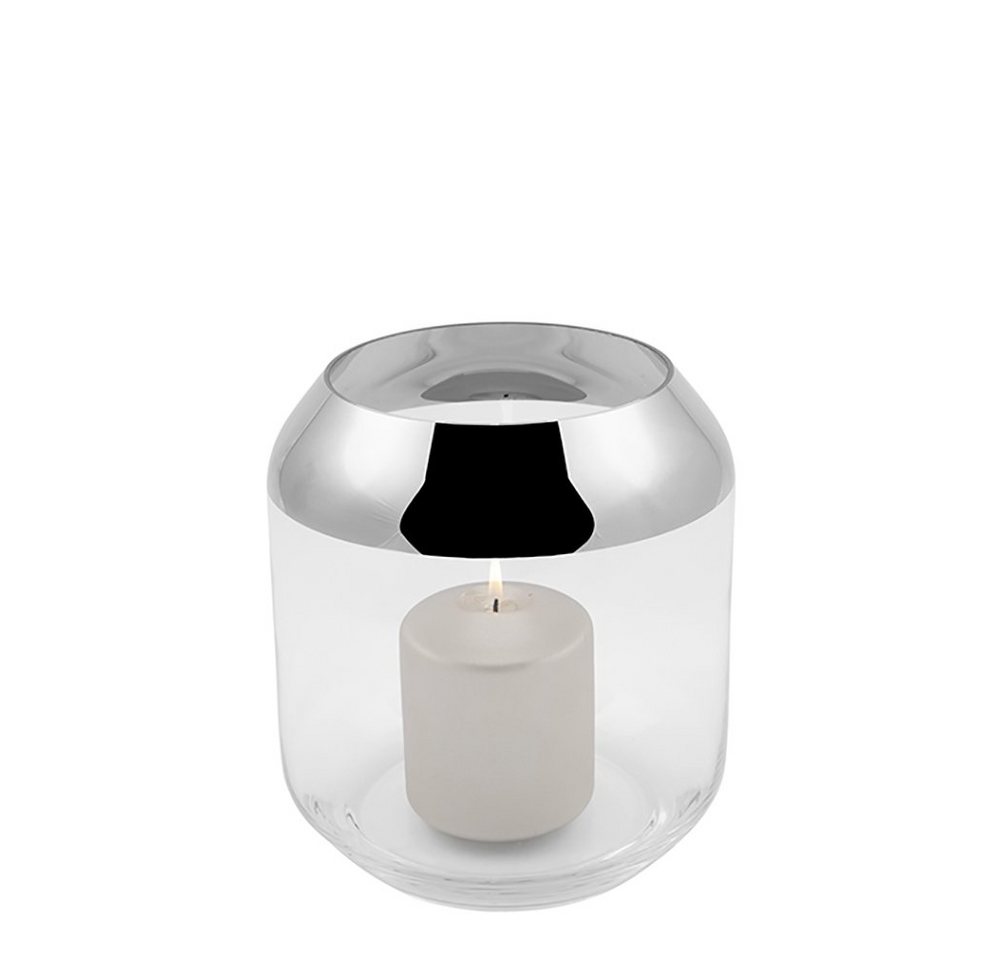 Fink Teelichthalter SMILLA Teelichthalter - H.20cm x D.18,5cm - Glas - transparent/silber (1 St., Leuchte - Geschenk für Frauen), Windlicht Teelicht Kerzenhalter - Eleganter Kerzenleuchter für Zuhause von Fink