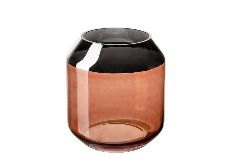 Fink Teelichthalter Teelichthalter / Vase SMILLA - braun - Glas - H.20,6cm x Ø 18,5cm, mundgeblasen - folierter silberfarbener Rand - Ø Öffnung: 11,5 cm von Fink