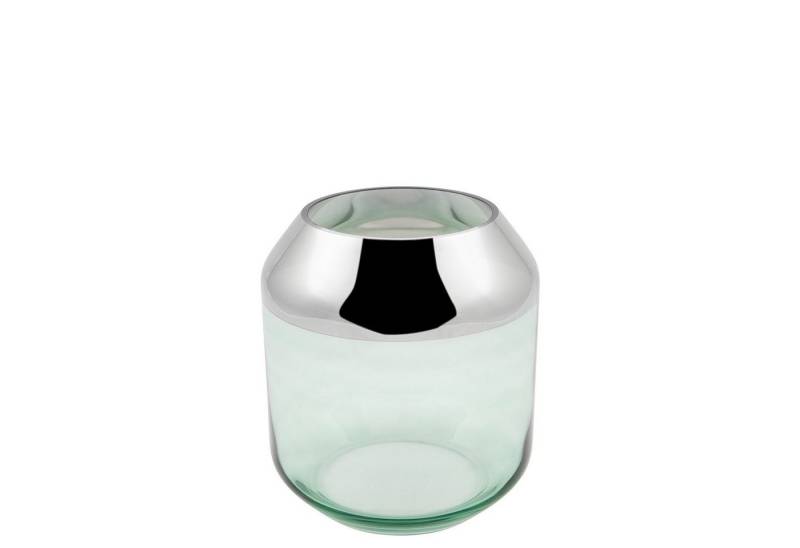 Fink Teelichthalter SMILLA Teelichthalter - H.20,6cm x D.18,5cm - Glas - grün/silberfarben (1 St., Leuchte - Geschenk für Frauen), Windlicht Teelicht Vase: Vielseitiger Kerzenleuchter & Blumenvase von Fink