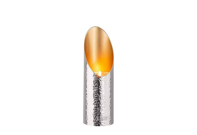 Fink Teelichthalter FIRAT Teelichthalter - H.20cm x D.6,2cm - Aluminium - silberfarben (1 St., Leuchte - Geschenk für Frauen), Windlicht Kerzenhalter für Stumpenkerzen - Eleganter Kerzenleuchter von Fink