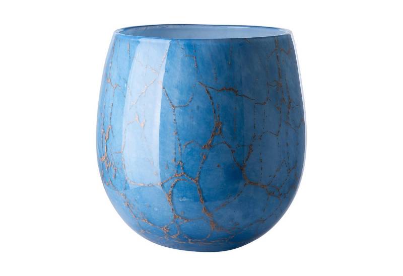 Fink Tischvase COSMIC Vase - blau-gold - Opalglas - H. 22cm x Ø 19cm - Tischvase (1x Vase, Windlicht, 1 St., Blumenvase - Laterne - Tischvase - Kerzenhalter), Blumenvase Laterne Tischvase Kerzenhalter 4-in-1 Dekoration von Fink
