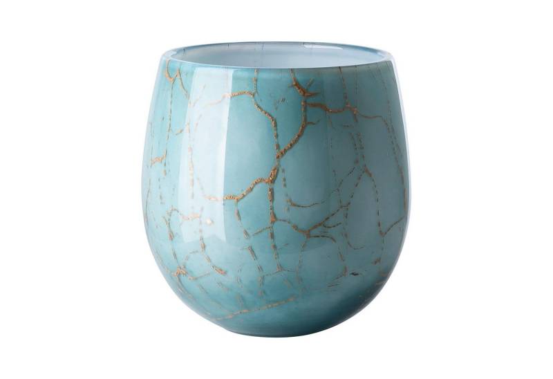 Fink Tischvase COSMIC Vase - gold-grün - Opalglas - H. 16,5cm x Ø 14cm -Tischvase (1x Vase, Windlicht, 1 St., Blumenvase - Laterne - Tischvase - Kerzenhalter), Blumenvase Laterne Tischvase Kerzenhalter 4-in-1 Dekoration von Fink