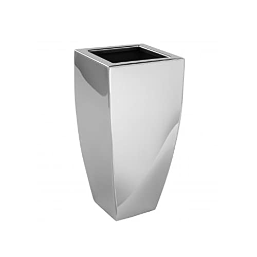 Fink - Vase, Blumenvase, Übertopf - Cube - Edelstahl - Farbe: Silber - (LxBxH) 17 x 17 x 35 cm von Fink