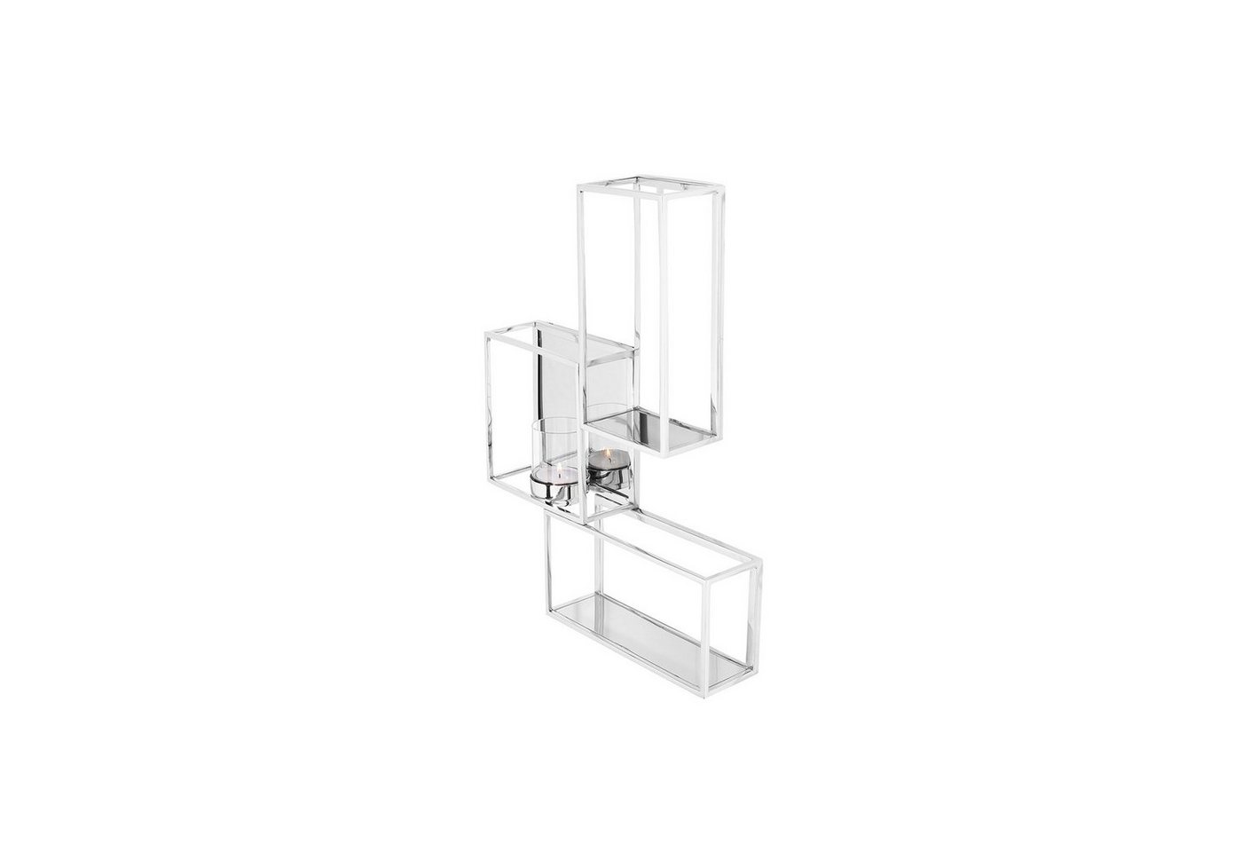 Fink Wandkerzenhalter Wandleuchter TRAVITA - silberfarben - Edelstahl/Glas - H.54cm x B.40cm, vernickelt - mit Platte aus MDF - für Teelichter D.4 + D.6cm von Fink