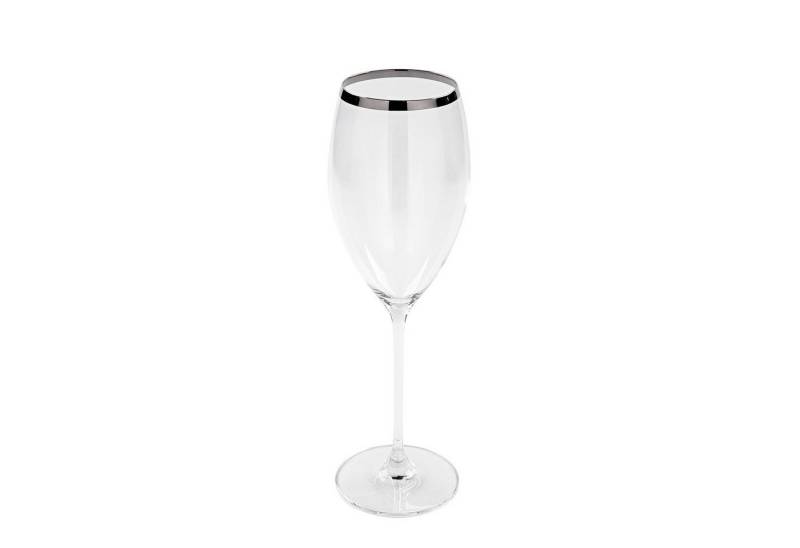 Fink Weißweinglas Weißweinglas PLATINUM - transparent - Glas, Glas, Platinumauflage, H.27cm x B.6cm x T.6cm - Füllmenge 580 ml von Fink