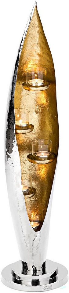 Fink Windlicht CAVA, mit feiner Hammerschlagstruktur (1 St), aus Aluminium und Glas, 5-flammig, Höhe ca. 70 cm von Fink