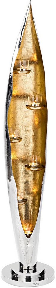 Fink Windlicht CAVA, mit feiner Hammerschlagstruktur (1 St), aus Aluminium und Glas, 6-flammig, Höhe ca. 110 cm von Fink