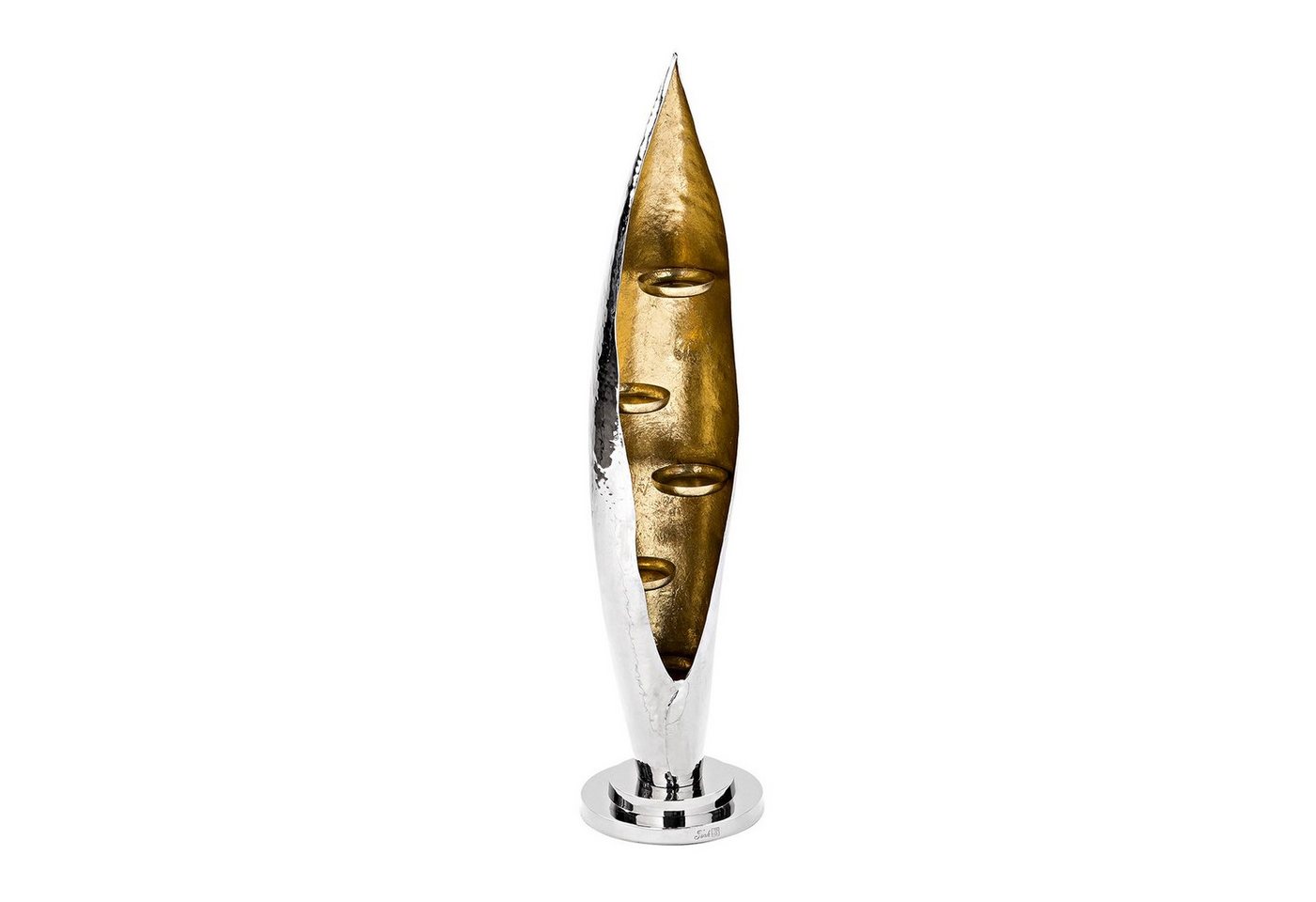 Fink Windlicht CAVA Windlicht - H.70cm x D.18cm - silber - Aluminium/Foliengold (Kerzenleuchter - Windlichthalter), Eleganter Kerzenhalter Leuchter - Deko für stilvolle Atmosphäre von Fink