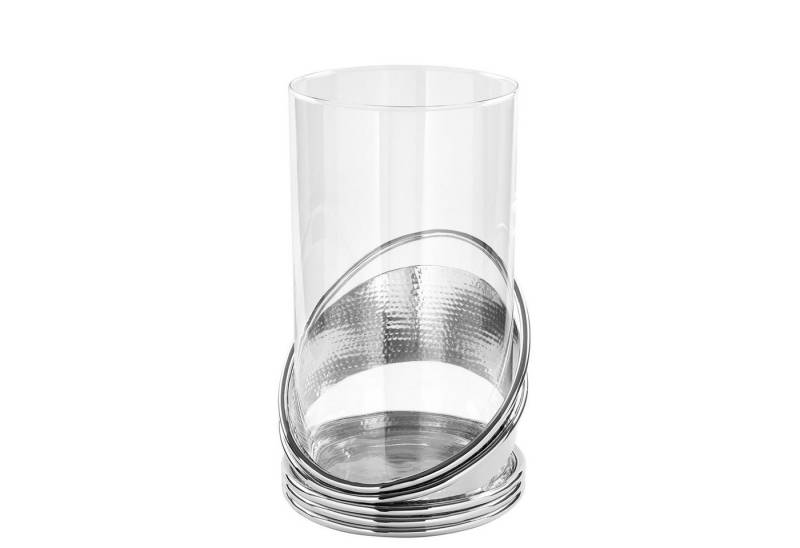 Fink Windlicht COLETTE Windlicht - H.30cm x D.25,5cm - silberfarben - Glas/vernickelt (1 St., Kerzenleuchter - Windlichthalter), Eleganter Kerzenhalter Leuchter - Deko für stilvolle Atmosphäre von Fink