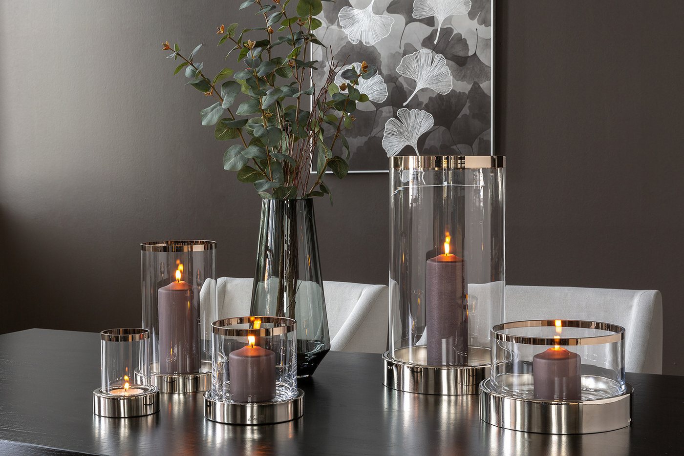 Fink Windlicht EMPIRE (1 St), Kerzenhalter, Dekoglas mit Platinumauflage von Fink