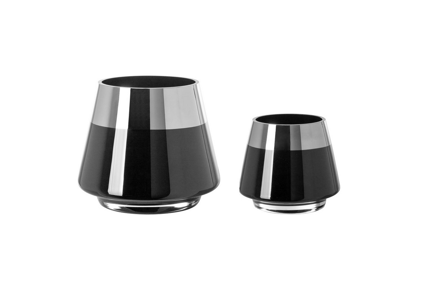 Fink Teelichthalter JONA - 2er Set Teelichthalter aus Glas in Schwarz/Silber - Windlichter (2er Set, 1 St., 2 Stück), Teelicht - Kerzenlicht - Geschenkeset - Dekoration - Kerzenhalter von Fink