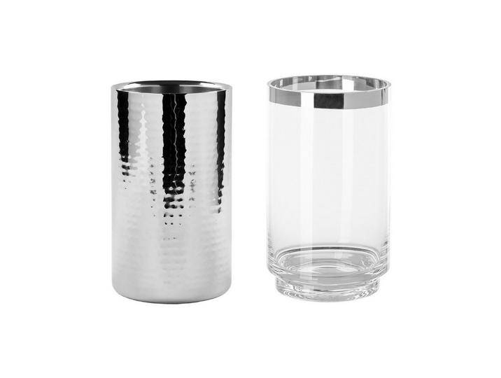 Fink Windlicht KALAS - Weinkühler/ Windlicht mit Glas aus Edelstahl in Silber - Kerze (2er Set, 1 St., 2 Stück) von Fink