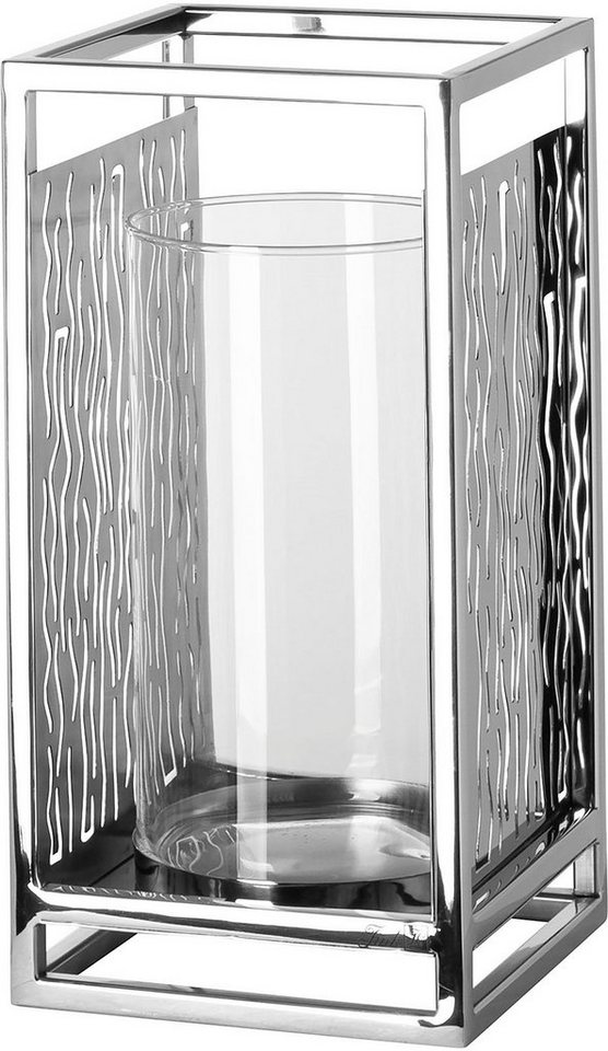 Fink Windlicht Kerzenhalter NICOSA (1 St), aus Edelstahl und Glas, mit ausgestanzten Cut-Outs von Fink