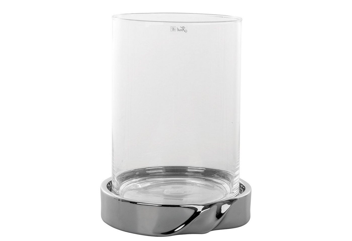 Fink Windlicht LE DECOR Windlicht mit Glas - H.31cm x D.23,5cm - silber - Keramik (1 St., Kerzenleuchter - Windlichthalter), Moderner Kerzenhalter Leuchter - Stilvolle Deko für Ihr Zuhause von Fink