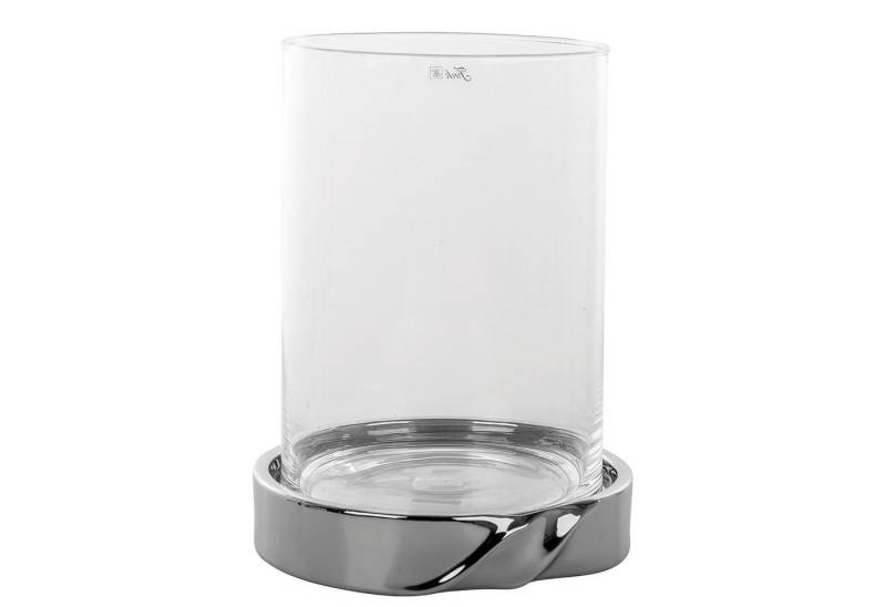 Fink Windlicht LE DECOR Windlicht mit Glas - H.31cm x D.23,5cm - silber - Keramik (1 St., Kerzenleuchter - Windlichthalter), Moderner Kerzenhalter Leuchter - Stilvolle Deko für Ihr Zuhause von Fink