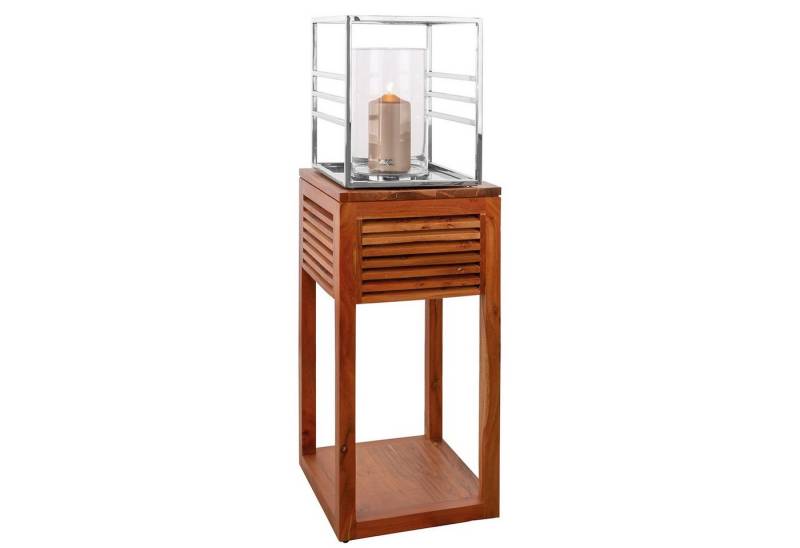 Fink Windlicht MALIBU Windlicht - H.30cm x D.25,5cm - silberfarben - Edelstahl /Glas (1 St., Kerzenleuchter - Windlichthalter), Moderner Kerzenhalter Leuchter aus Glas - Elegante Deko für Zuhause von Fink
