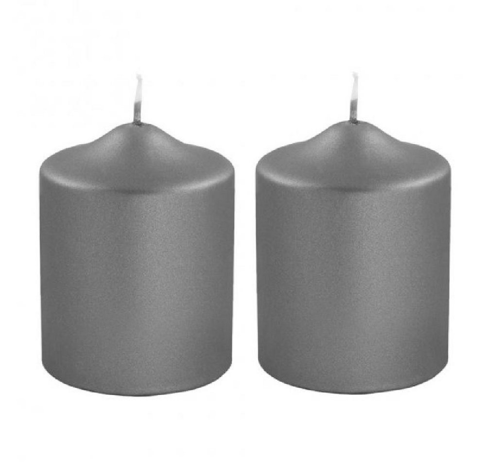 Fink Windlicht Stumpenkerze Metallic Grau (10cm) (2er-Set) von Fink
