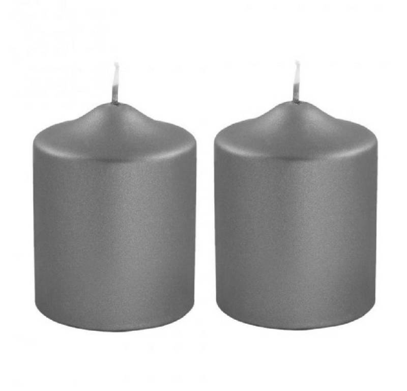 Fink Windlicht Stumpenkerze Metallic Grau (10cm) (2er-Set) von Fink
