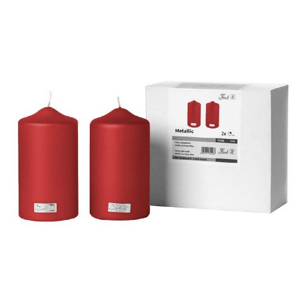 Fink Windlicht Stumpenkerze Metallic Rot 15 cm (2er-Set) von Fink