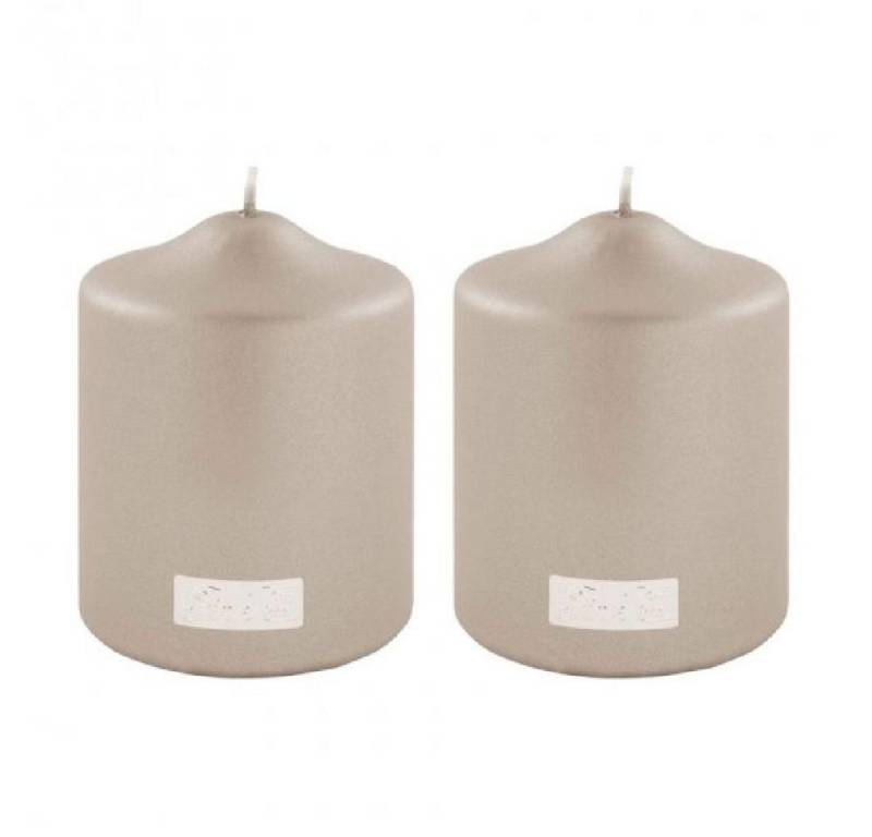 Fink Windlicht Stumpenkerze Metallic Stein (10cm) (2er-Set) von Fink