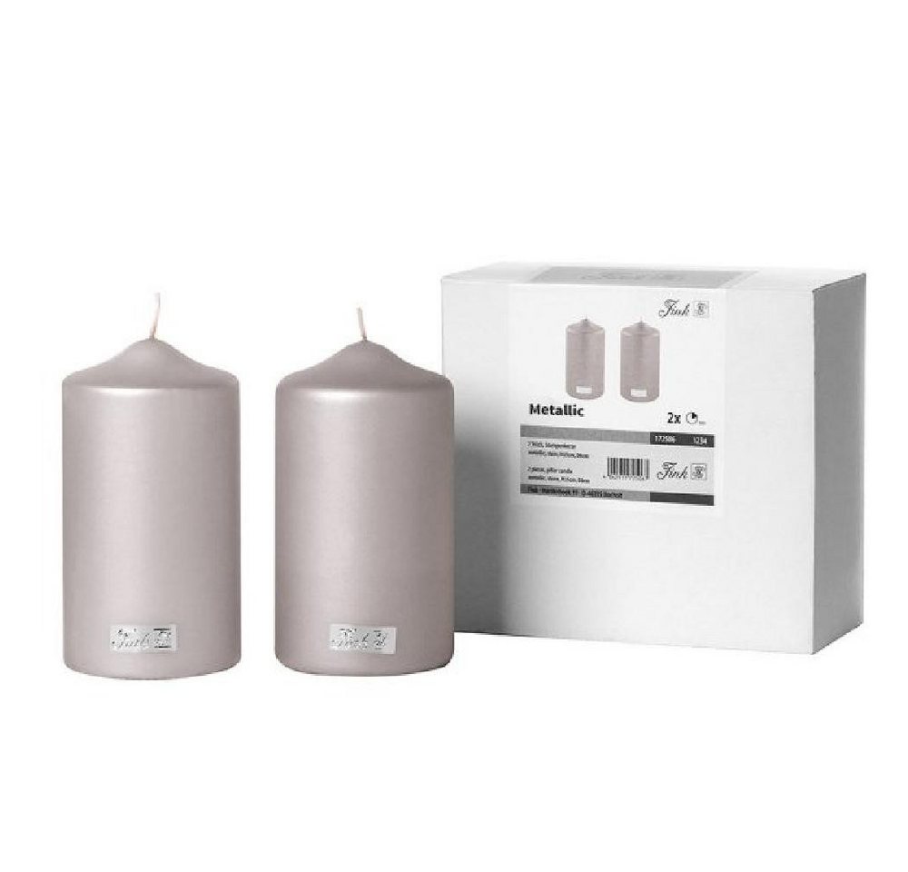 Fink Windlicht Stumpenkerze Metallic Stein 15 cm (2er-Set) von Fink