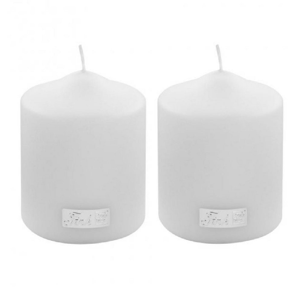 Fink Windlicht Stumpenkerze Metallic Weiß (10cm) (2er-Set) von Fink