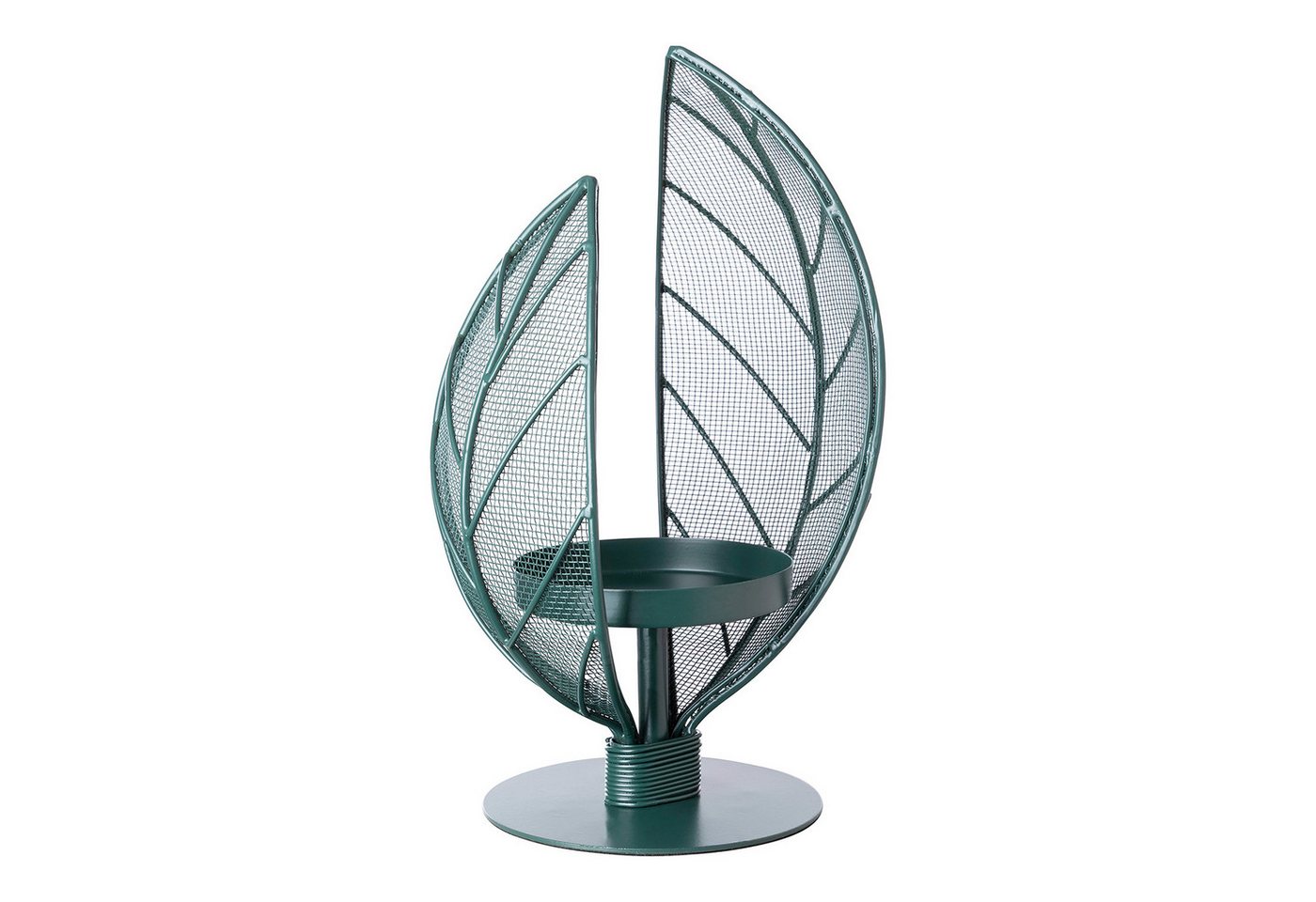 Fink Windlicht VITANA Windlicht - matt dunkelgrün aus Eisen - H. 30cm - Kerzenhalter (1x Windlicht, Kerzenleuchter - Windlichthalter), Kerzenhalter - Leuchter - Deko von Fink