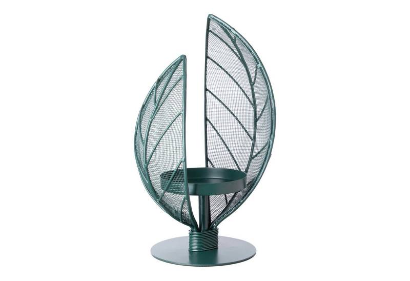 Fink Windlicht VITANA Windlicht - matt dunkelgrün aus Eisen - H. 30cm - Kerzenhalter (1x Windlicht, Kerzenleuchter - Windlichthalter), Kerzenhalter - Leuchter - Deko von Fink