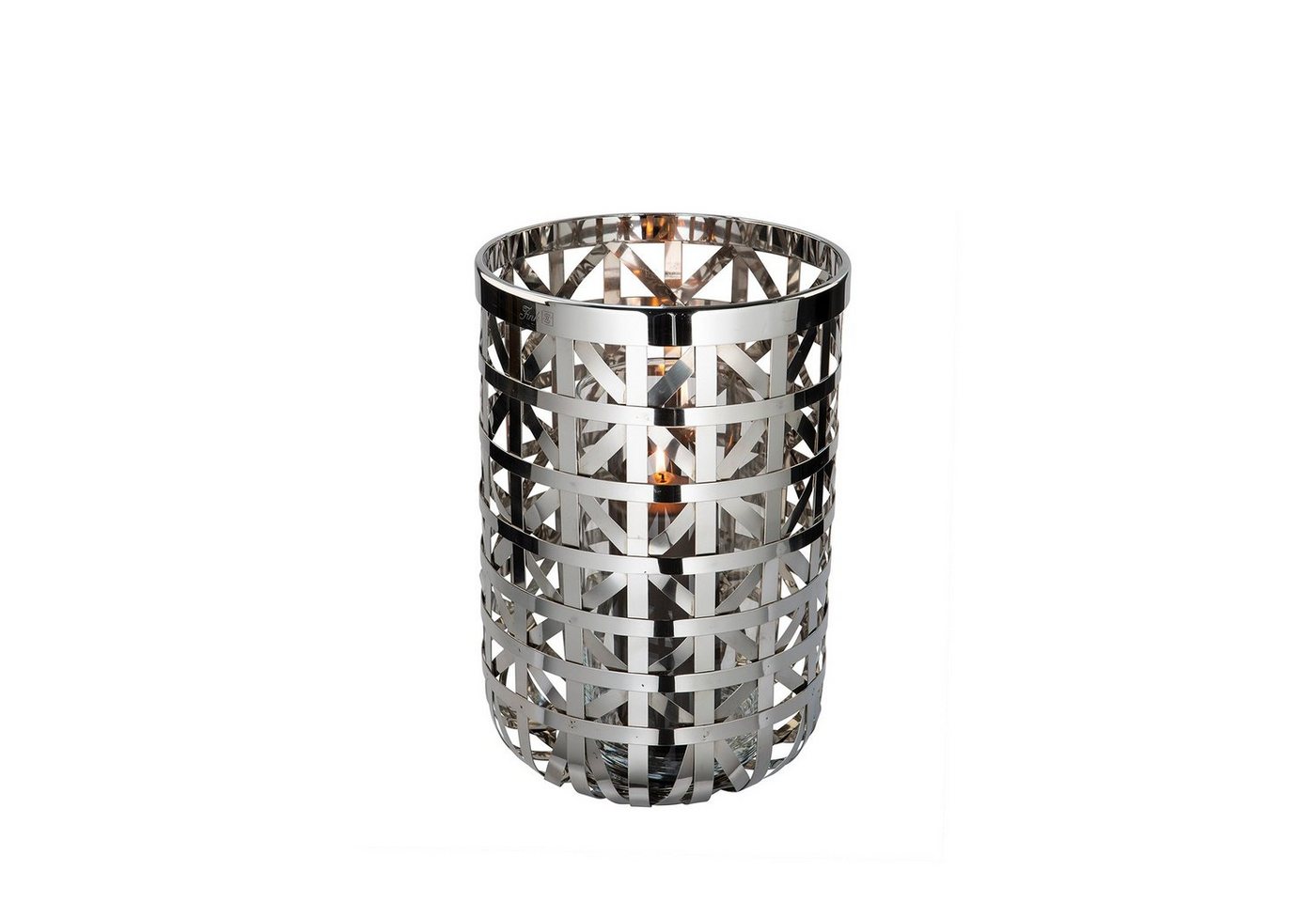 Fink Windlicht JORIS Windlicht mit Glas - H.41cm x D.26cm - silber - Edelstahl /Glas (1 St., Kerzenleuchter - Windlichthalter), Eleganter Kerzenhalter Leuchter - Deko für stilvolle Atmosphäre von Fink