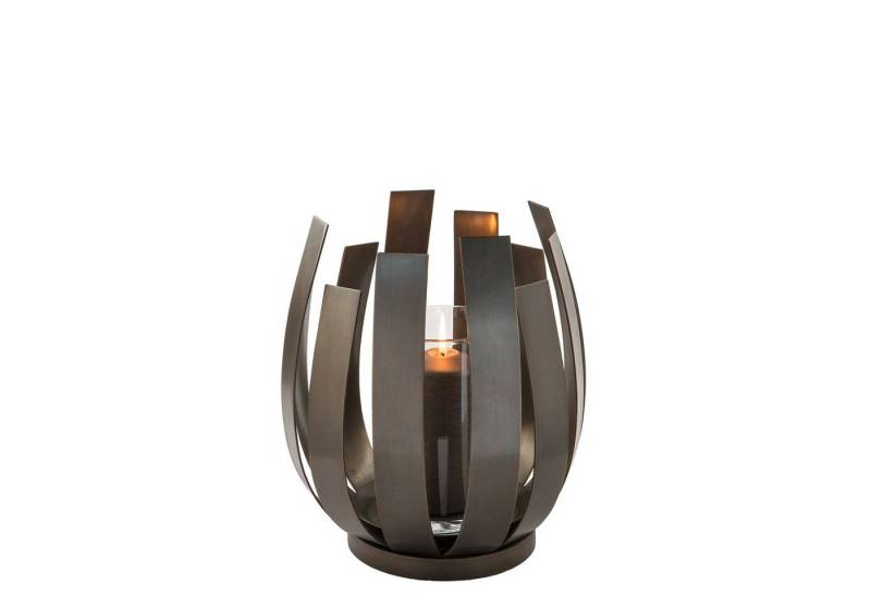 Fink Windlicht ORFEA Windlicht mit Glas - H.30cm x D.28cm - antik bronze - Edelstahl (1 St., Kerzenleuchter - Windlichthalter), Moderner Kerzenhalter Leuchter - Stilvolle Deko für Ihr Zuhause von Fink
